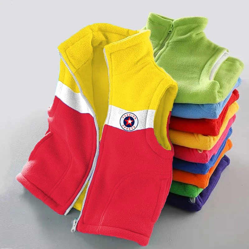 儿童摇粒绒马甲男童女童大童校服外穿马甲加绒宝宝上衣秋冬款外套