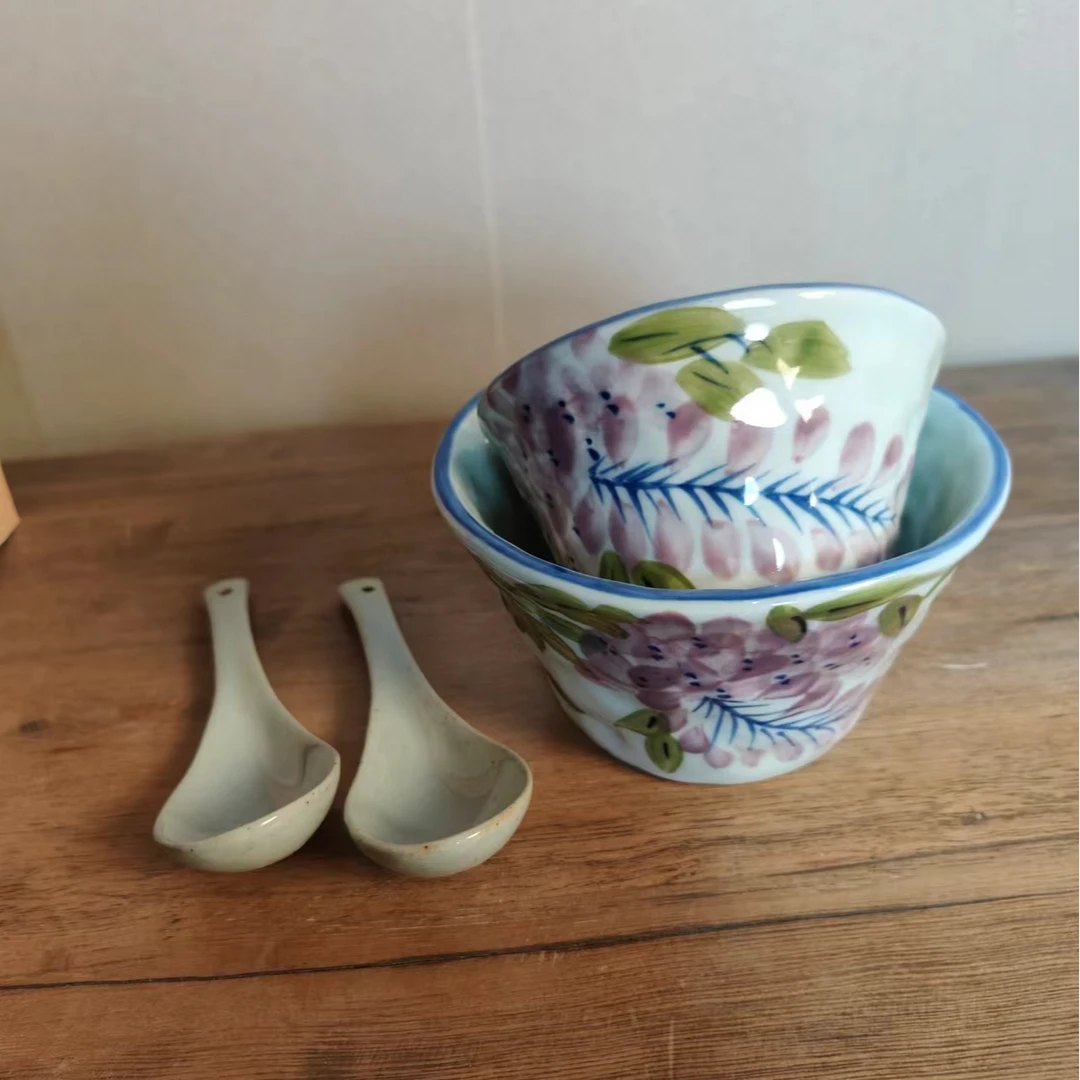 【紫藤四件套2碗2勺】D1939