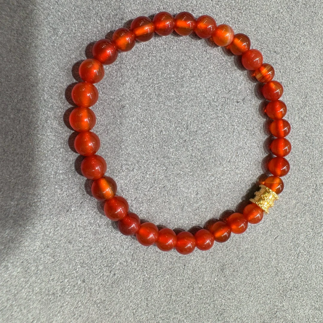 【婉葶设计】足金转运珠路路通红玛瑙手串