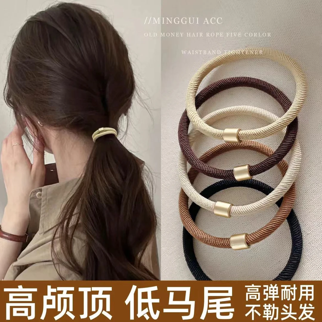 加粗发圈女皮套ins黑色发绳简约扎头发橡皮筋高弹洋气不伤发头绳