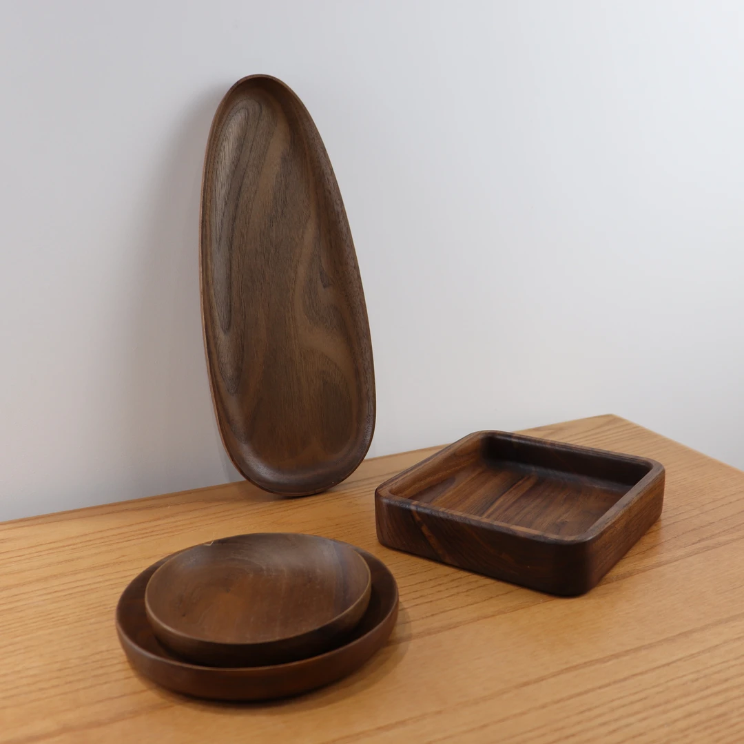 黑胡桃木不规则瓜子木盘木质托盘木盘子点心坚果糕点
