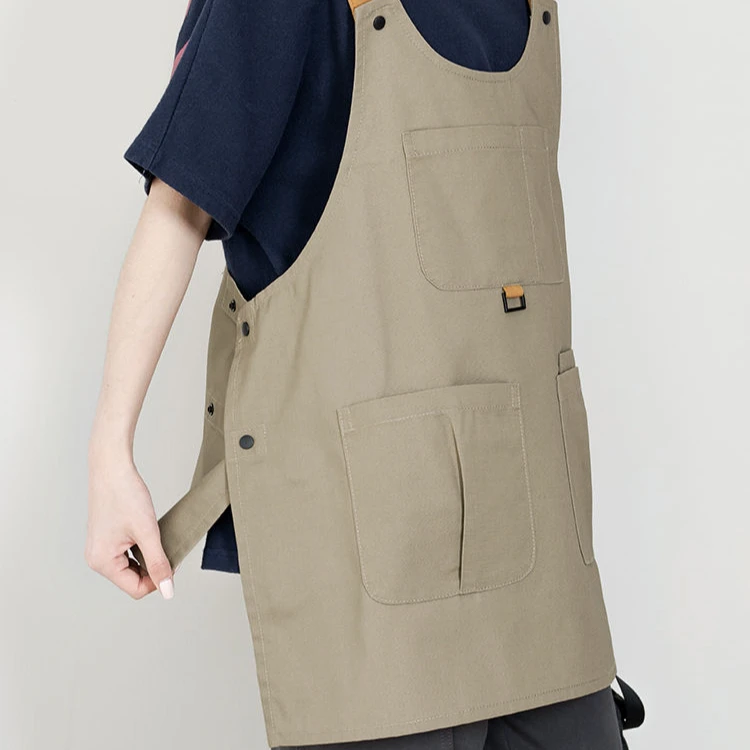 日式帆布防泼水马甲2片式围裙美甲奶茶时尚工作服家用罩衣印字LG