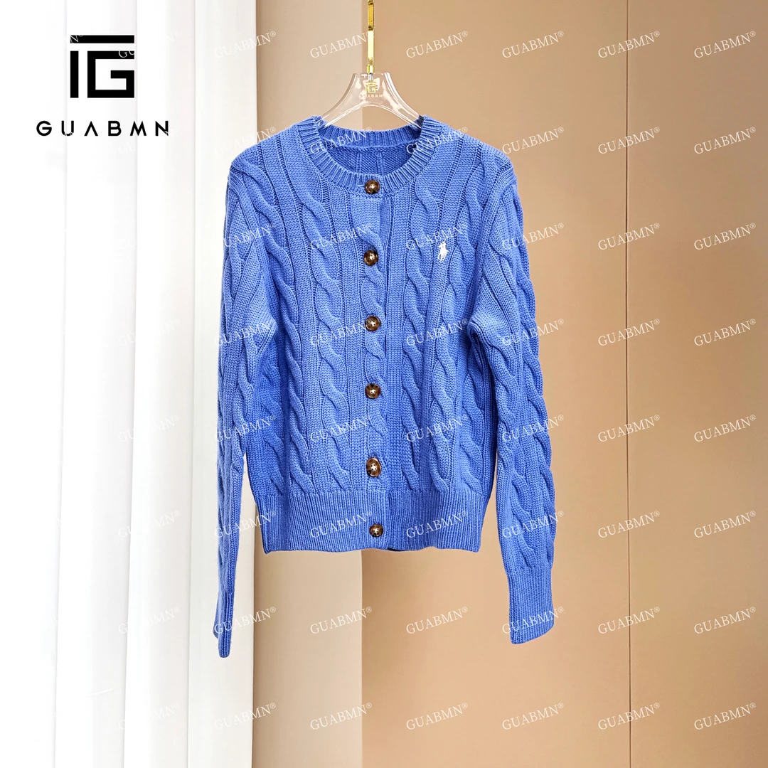 GUABMN2024秋季新款绞花编结针织开襟衫3580