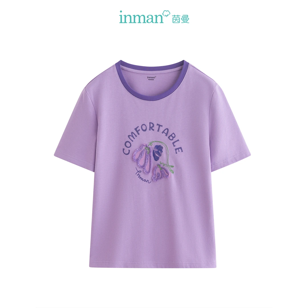 【商场同款】茵曼夏季新款女T恤上衣短袖女装纯棉时尚休闲圆领