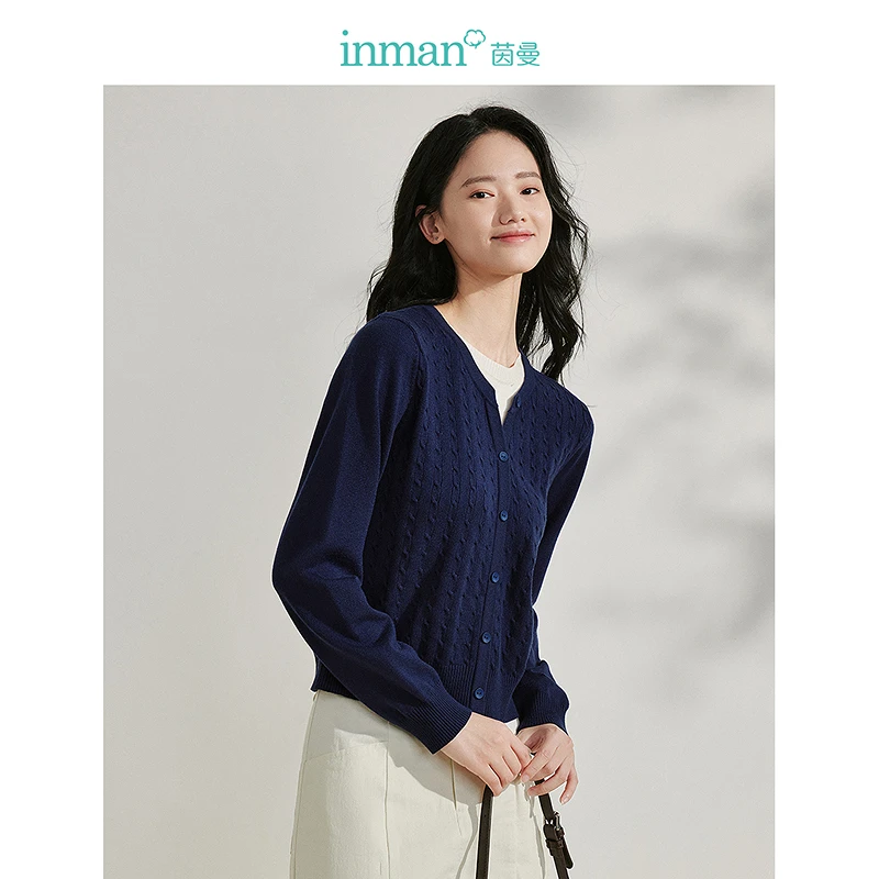 【秋冬毛衣】茵曼春秋新款女毛衣外套开衫长袖麻花圆领针织衫