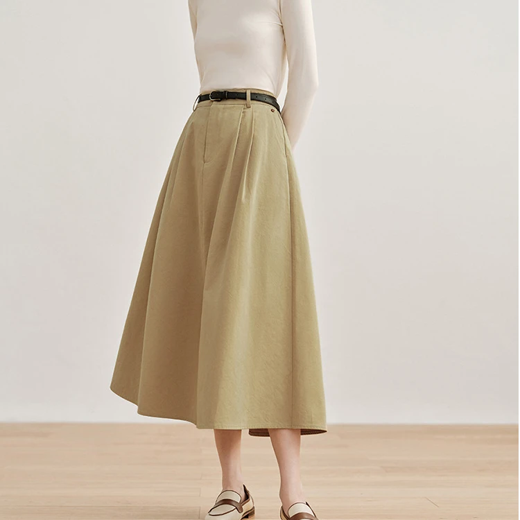 【商场同款】茵曼春秋女半身裙裙子长裙A字裙显瘦气质休闲女装新款