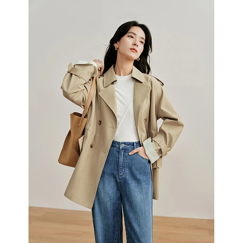【商场同款】茵曼春秋女风衣外套女装休闲小个子宽松新款爆款百搭