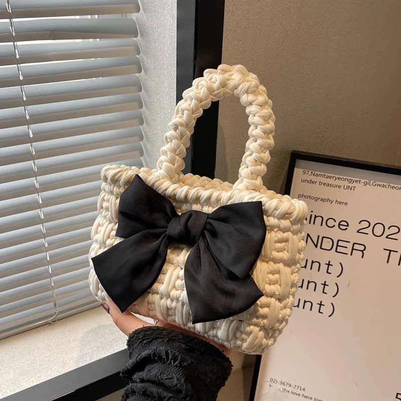 H蝴蝶结手拎包diy材料包ol钩针手工编织手提包温柔毛线小包包礼物