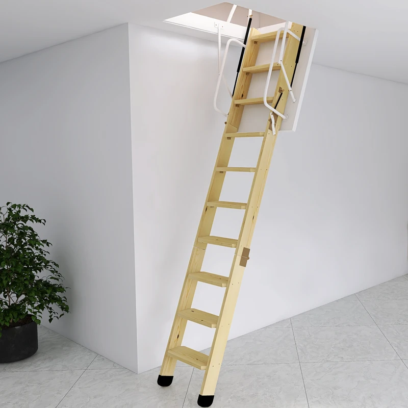 阁楼实木折叠楼梯公寓升降隐形家用伸缩楼梯定制厂家直销