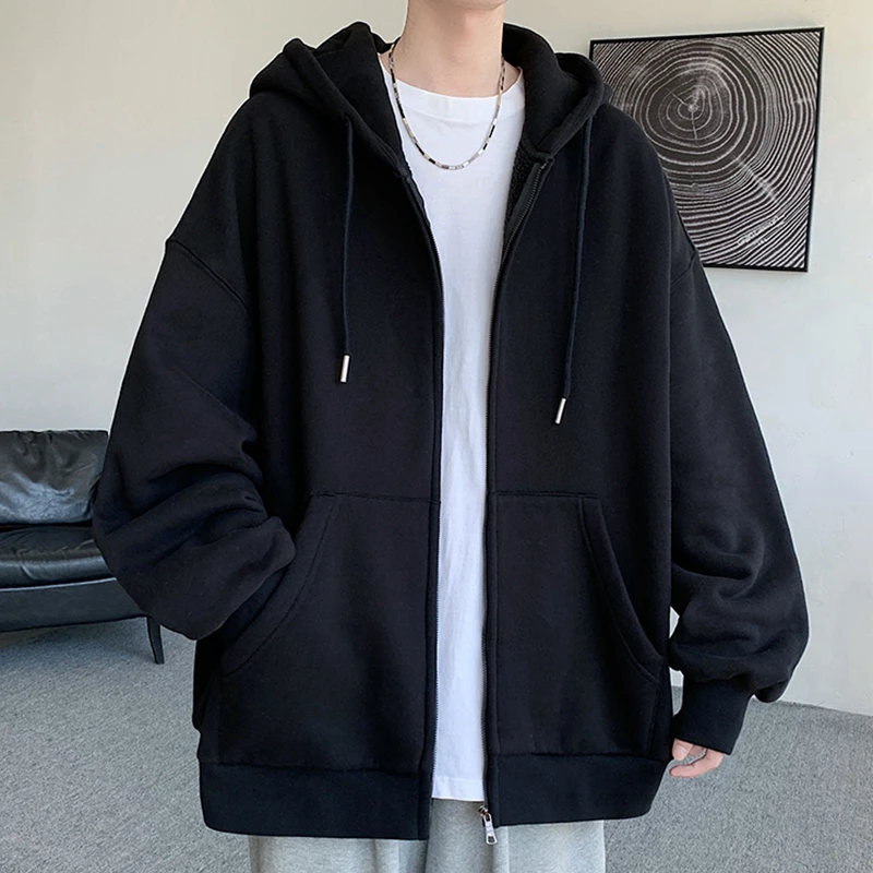 开衫卫衣男士秋季新款连帽外套青少年美式潮流宽松休闲长袖外套SX