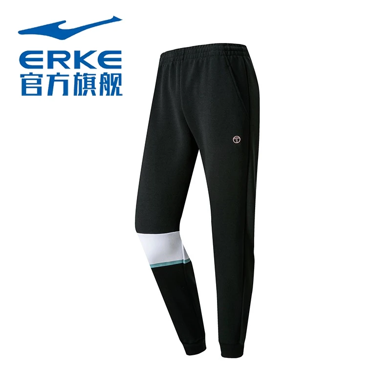 erke/鸿星尔克女裤2025春季针织女生束脚卫裤跑步女子运动九分裤