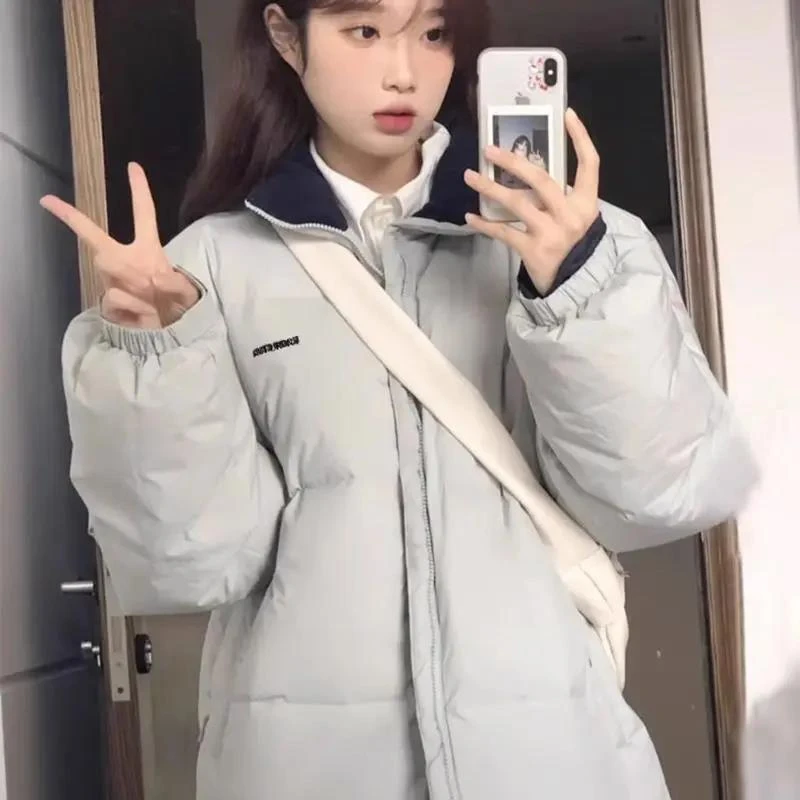 艾莱依秋冬季新款羽绒羽绒服女短款立领棉袄学生小众棉衣高级户外