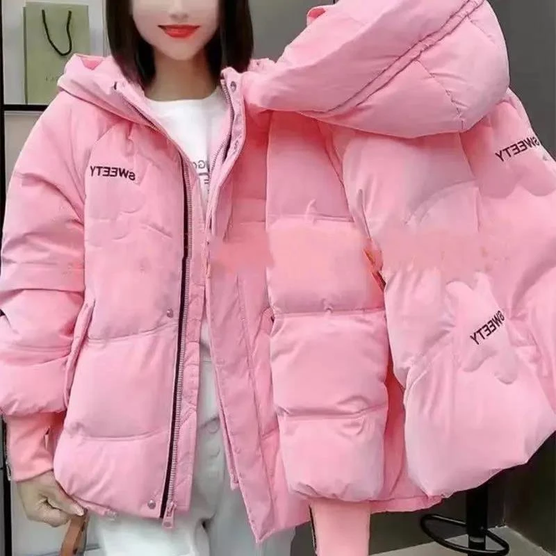 艾莱依刺绣羽绒羽绒服女年冬季新款短款加厚保暖棉袄连帽棉衣户外