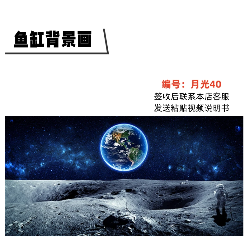 鱼缸背景画高清3D背景图定制月光星空地球龙鱼缸贴纸小鱼缸造景图