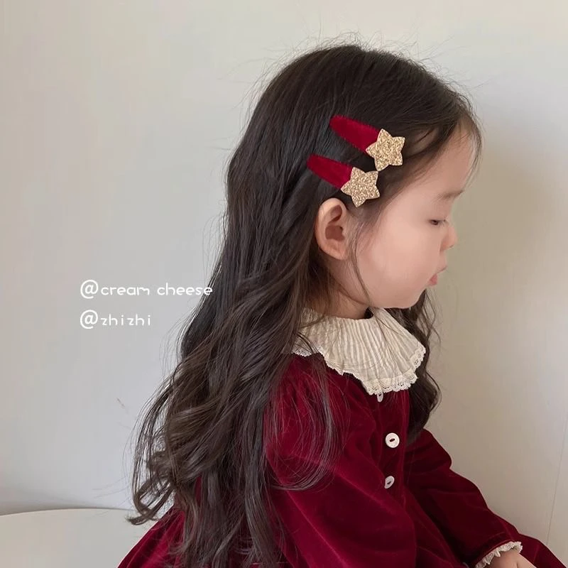 韩国闪粉星星丝绒儿童发夹女童BB夹宝宝发卡婴幼儿刘海夹发饰头饰