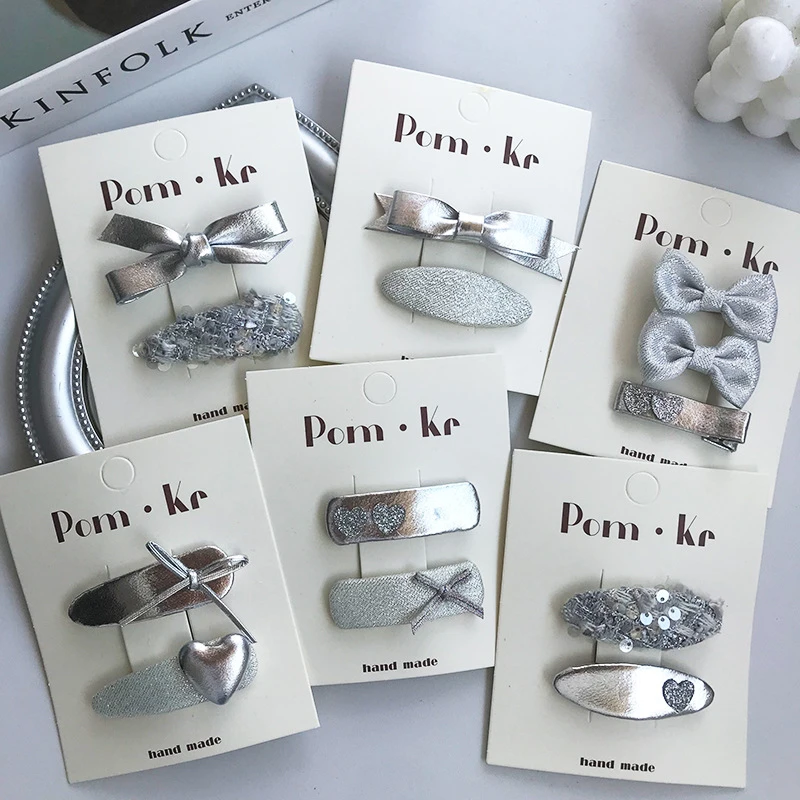 新款韩版儿童发夹蝴蝶结皮质发夹宝宝发夹百搭侧边刘海碎发夹发饰