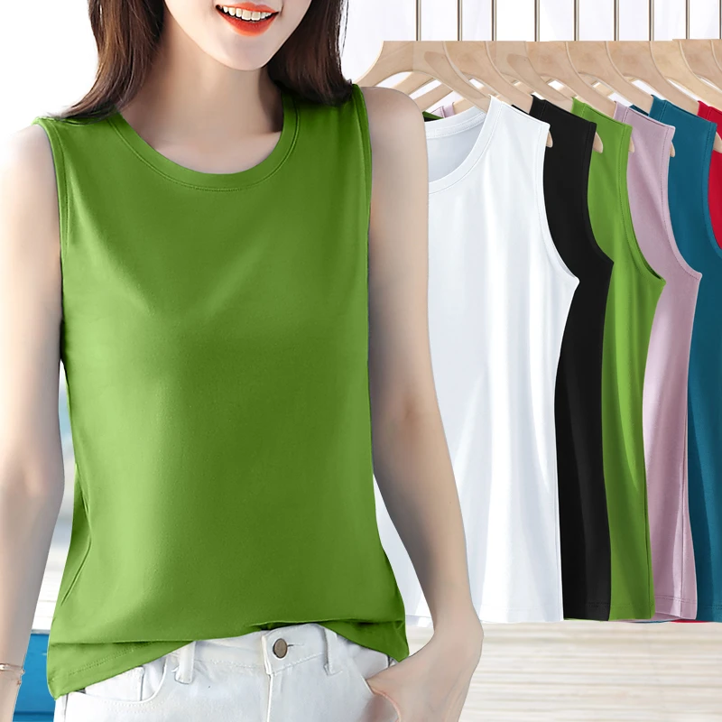 纯色吊带背心女内搭夏季新款直筒外穿坎肩打底衫无袖t恤上衣#716