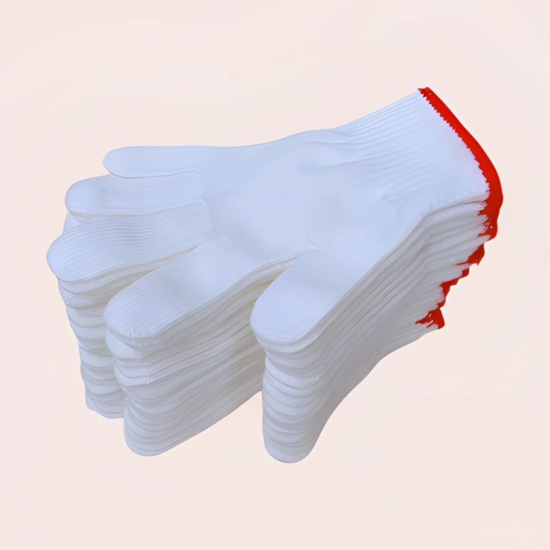 亿佳暖500克尼龙加密手套 透气耐磨双层白色纯棉护防黑色工地舒适