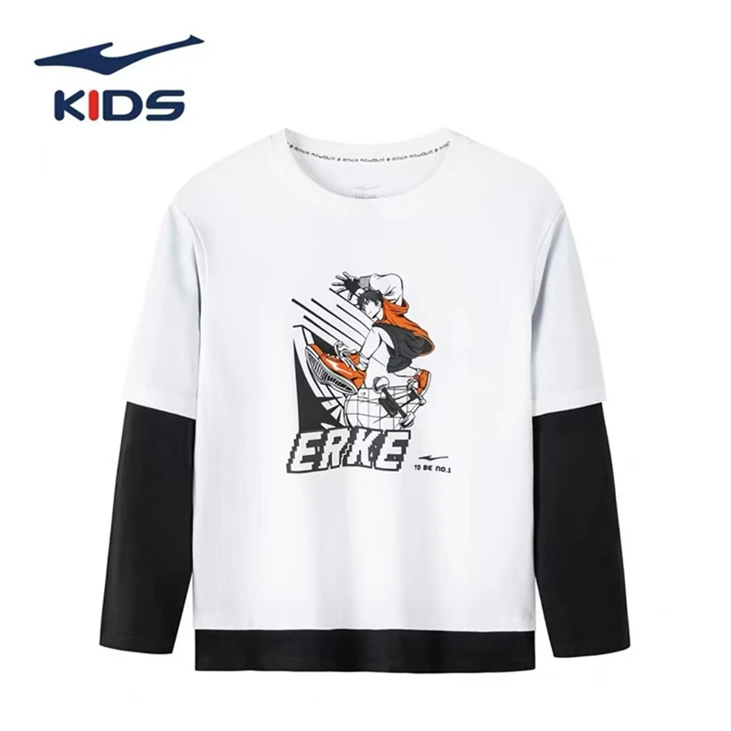 【尔克少年】鸿星尔克新款运动时尚卫衣圆领长袖中大童儿童针织衫