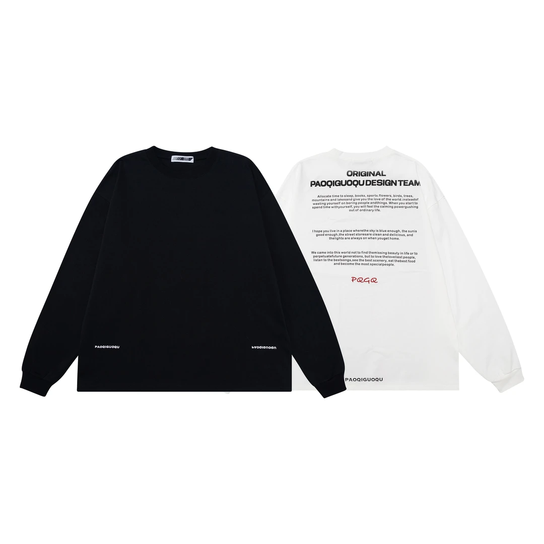 PQGQ抛弃过去简约长袖T恤重磅美式男情侣潮牌内搭上衣春秋打底衫