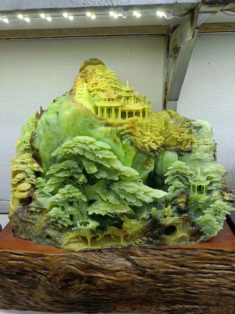 岫玉山水摆件，送礼居家摆件