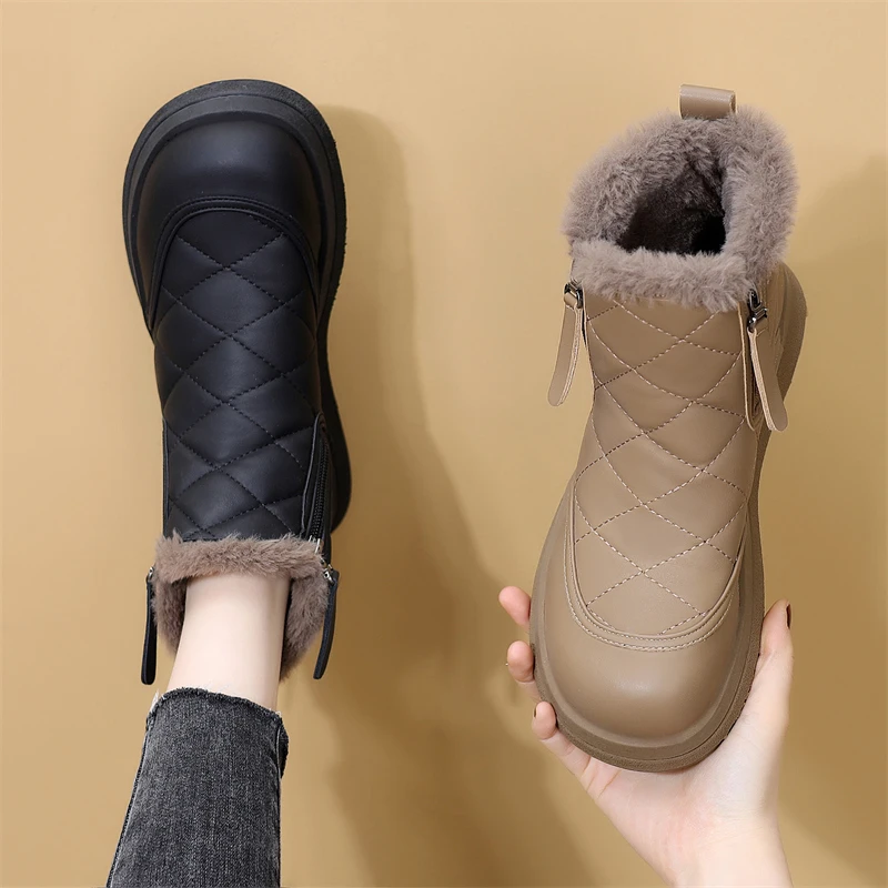 雪地靴女款2025新款冬季加厚绒雪地棉靴厚底防水防滑保暖平底棉鞋