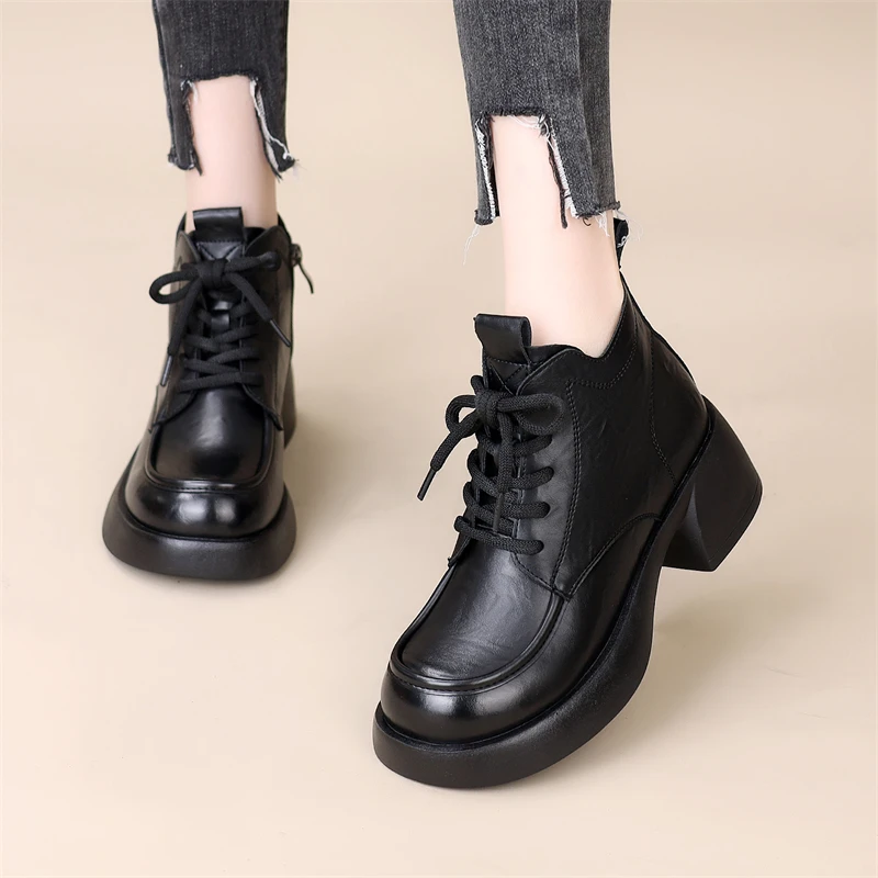 厚底马丁靴女2025秋冬新款软底百搭低帮短靴英伦风上班不累脚