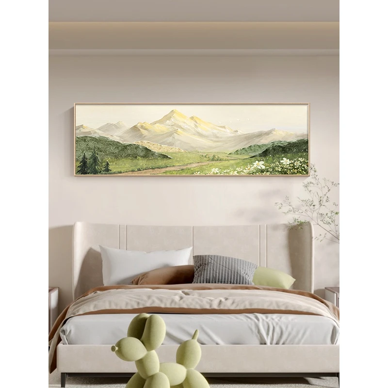 横版日照金山客厅砂岩装饰画北欧风沙发背景墙挂画现代小清新床头