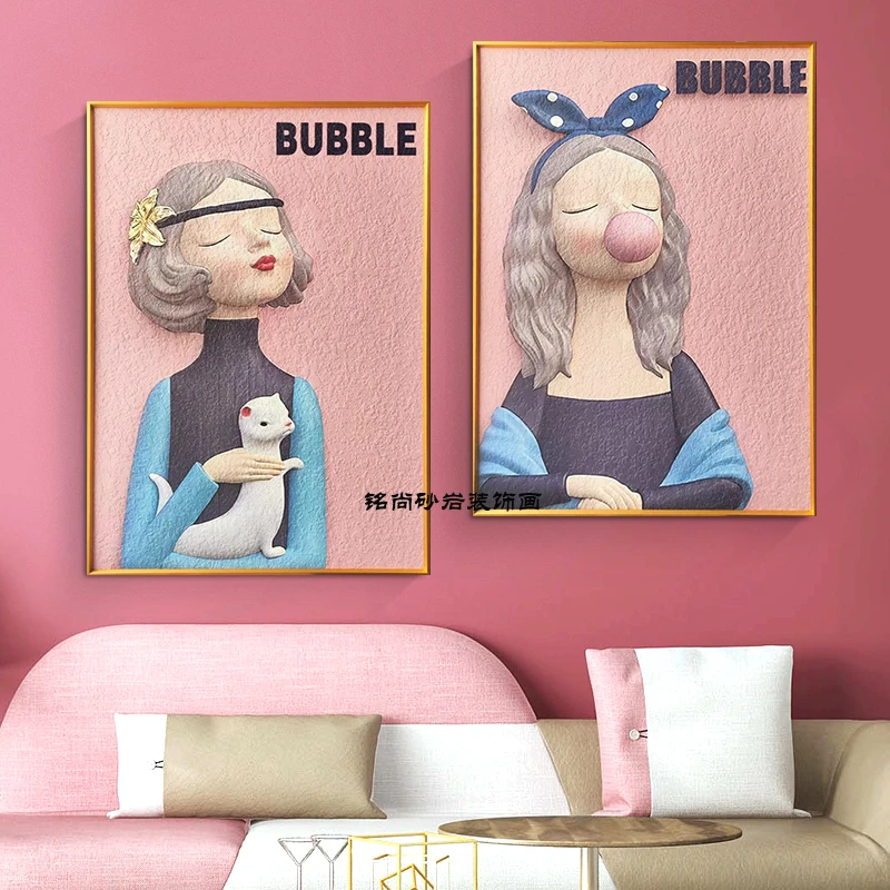 多巴胺女孩房间砂岩画客厅餐厅卧室书房美观防水单幅装饰画