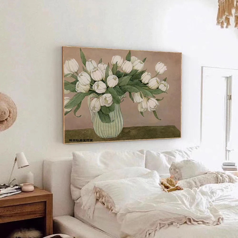 花语小清新砂岩画现代花卉客厅卧室餐厅装饰画美观防水玄关装饰画