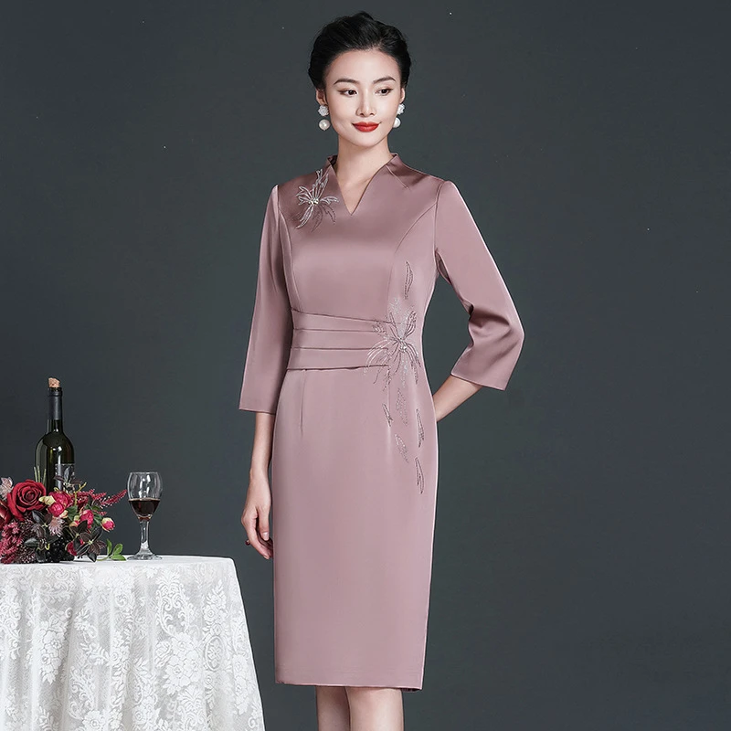 五一结婚喜婆婆婚宴装高端旗袍婚礼妈妈礼服高贵丈母娘喜服连衣裙