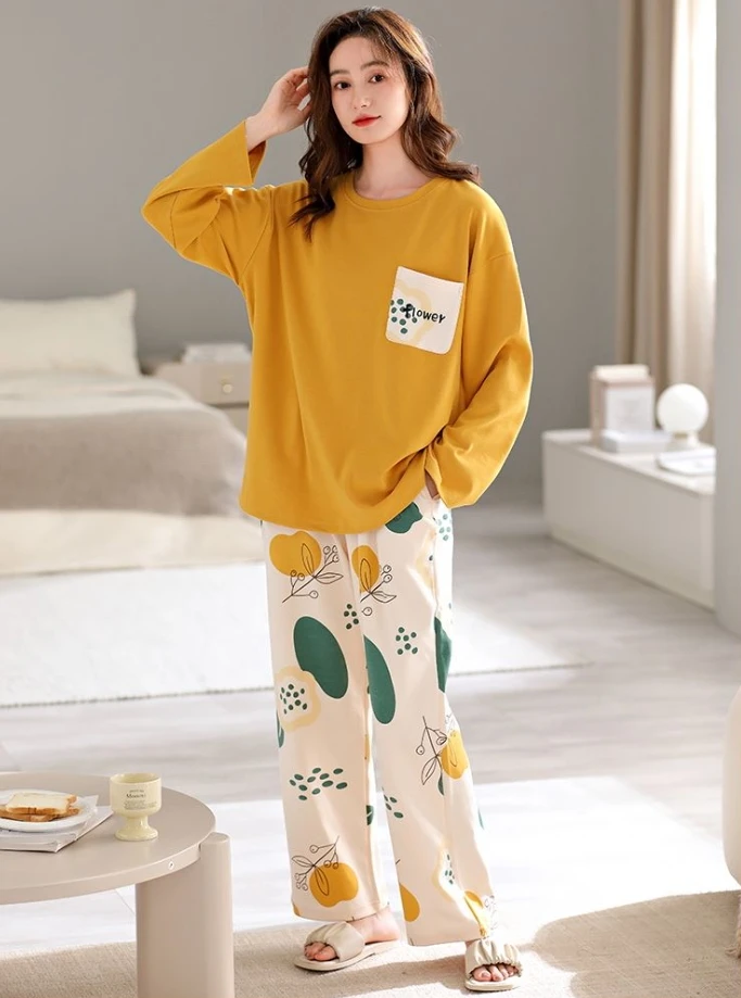 5110睡衣长袖套装舒适休闲家居服睡衣女YZT