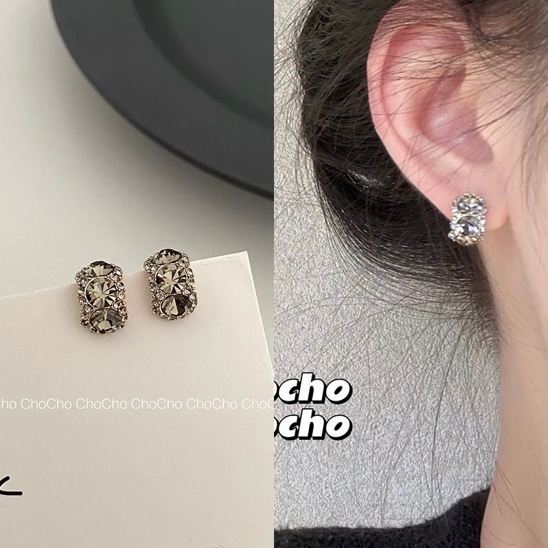 铜合金耳饰 高级感复古耳钉chocho/暗夜柏林灰韩国小众简约耳饰女
