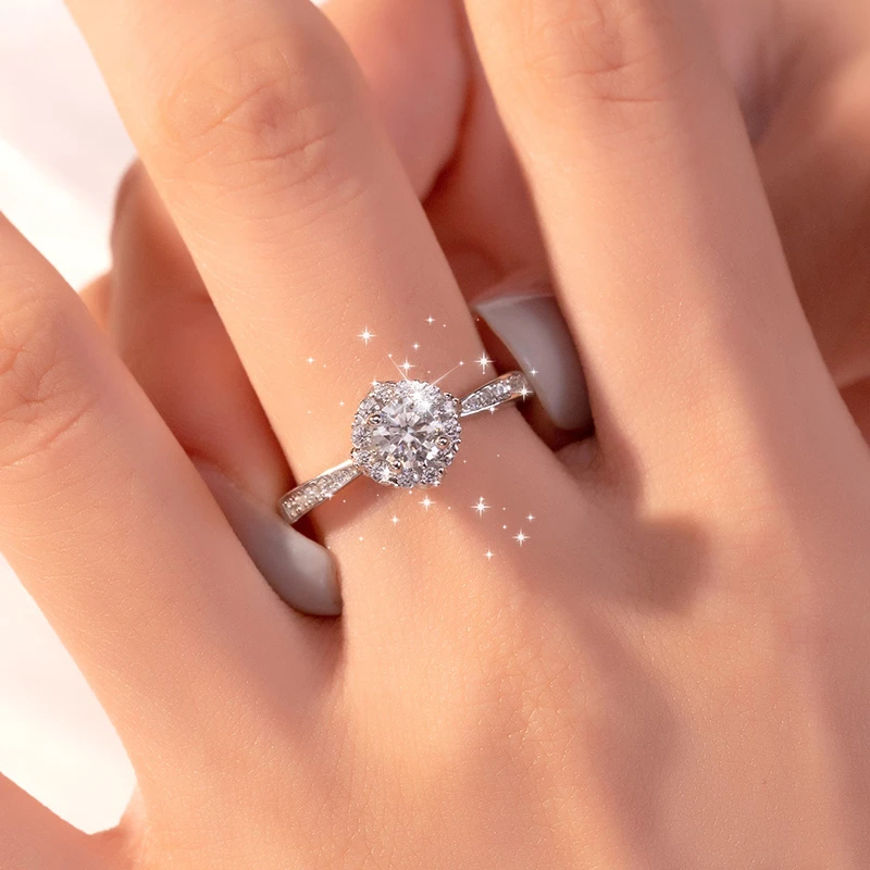 925银莫桑石戒指 小众婚戒”星辰“钻戒精致时尚轻奢镶嵌银戒莫桑戒