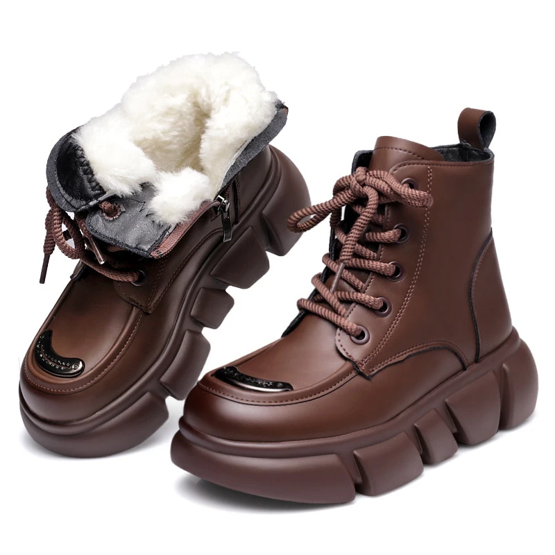 高级感雪地靴皮毛一体短靴马丁靴女冬季加绒加厚棉靴厚底鞋棉鞋女
