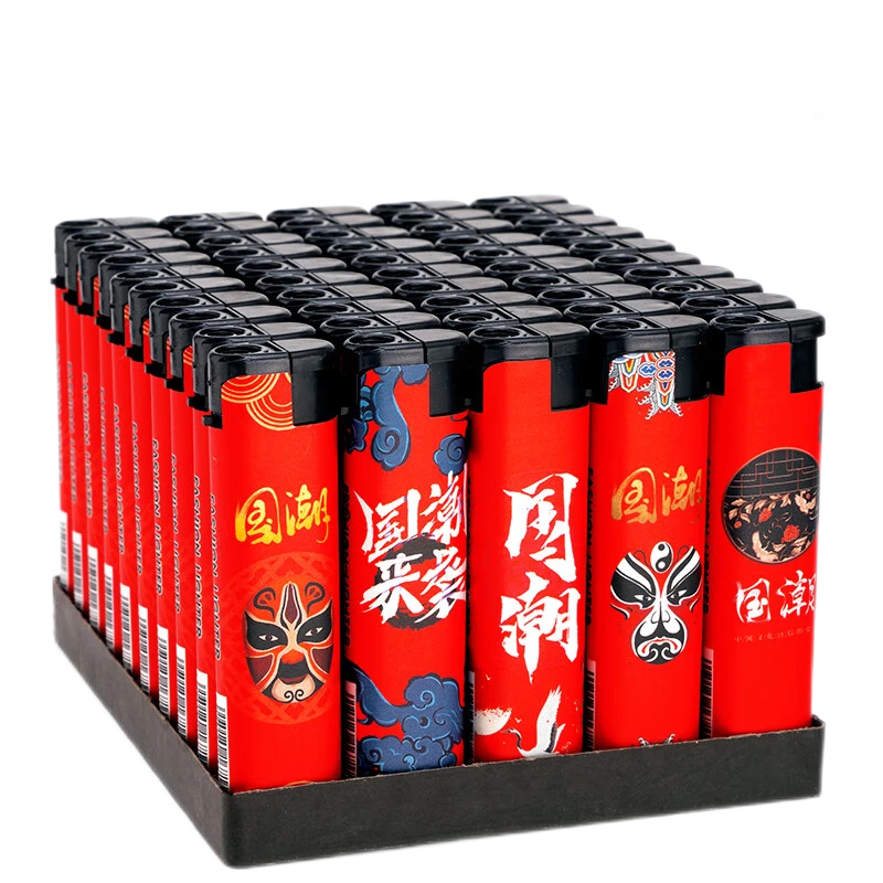 直冲防风蓝火焰加厚防爆时尚包画一次性创意家用定制广告打火机