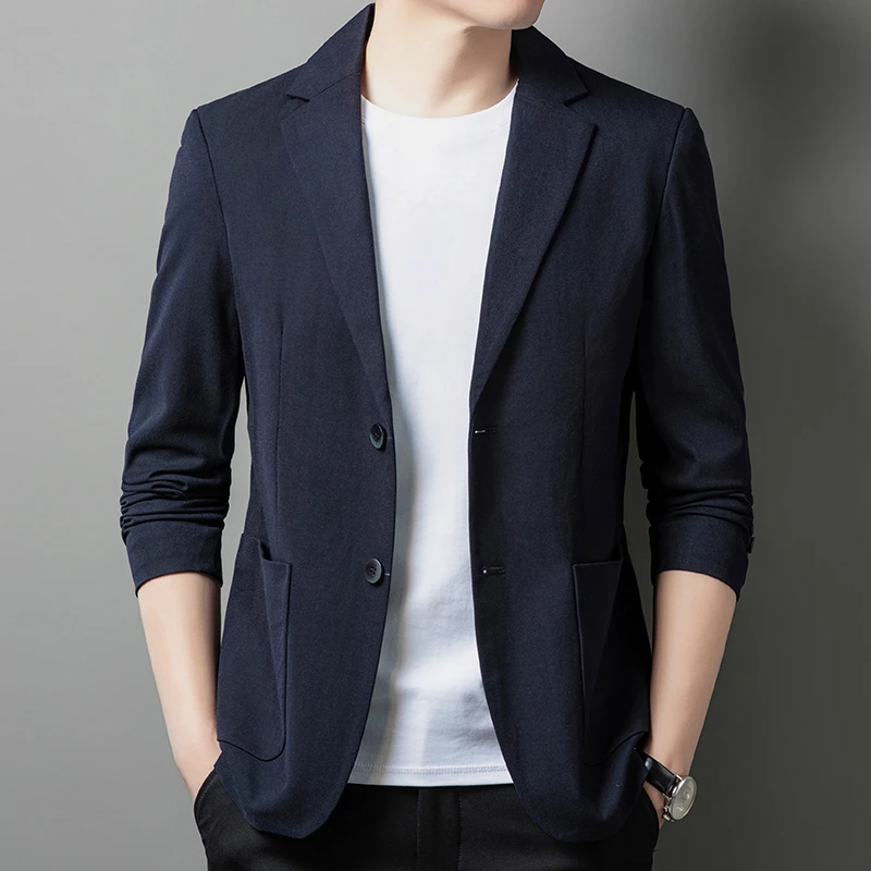 男士商务休闲2025年春季时尚都市潮流修身西装男装西服纯色帅气