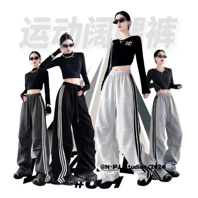 A【帅姐欧货优选】秋季新款时尚休闲百搭显瘦竖条卫裤N109