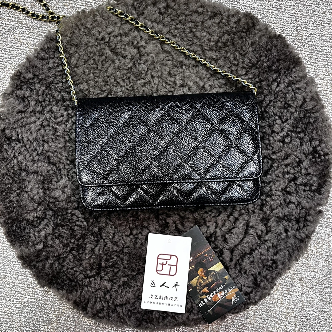 匠人乔【发财包】时尚单肩时尚黑色手拿包腋下包