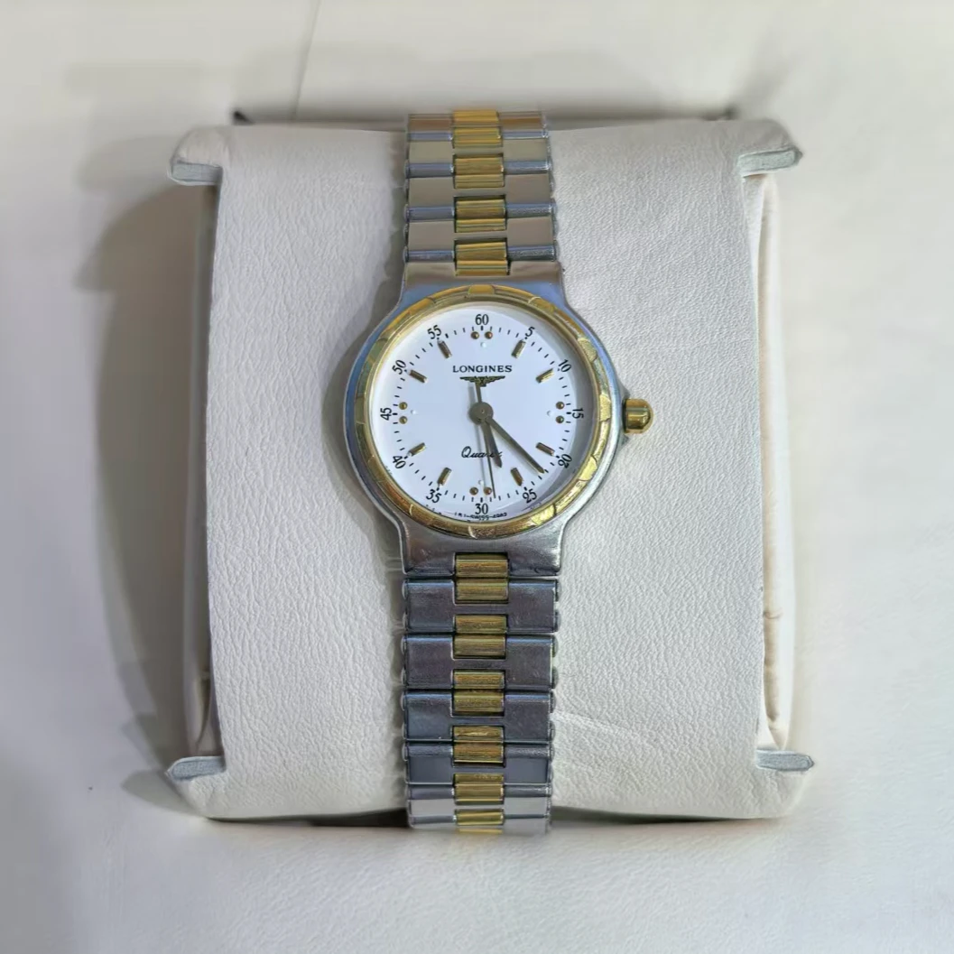 99新 Longines/浪琴 白盘/调丁刻/24盘石英女表/wq/110808