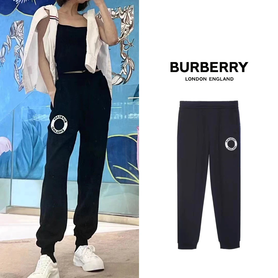 全新未使用 BURBERRY/博柏利 黑色经典圆圈logo百搭卫裤