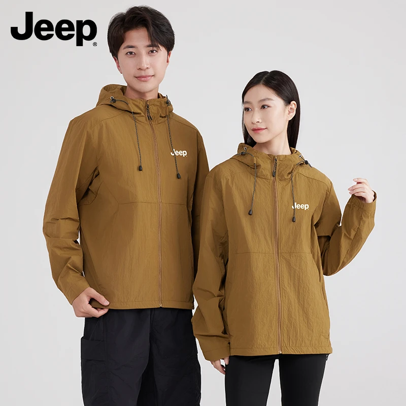 JEEP/吉普户外防晒衣男女夏季新款连帽外套防紫外线透气情侣防晒