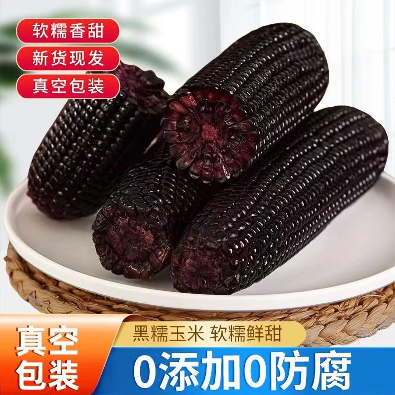 头茬2023黑珍珠黑糯玉米新鲜真空包装发10根/箱香糯220g/根低脂
