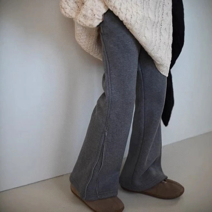 童装女童加绒卫裤休闲运动裤裤子儿童秋冬卫裤时髦喇叭裤直筒显瘦