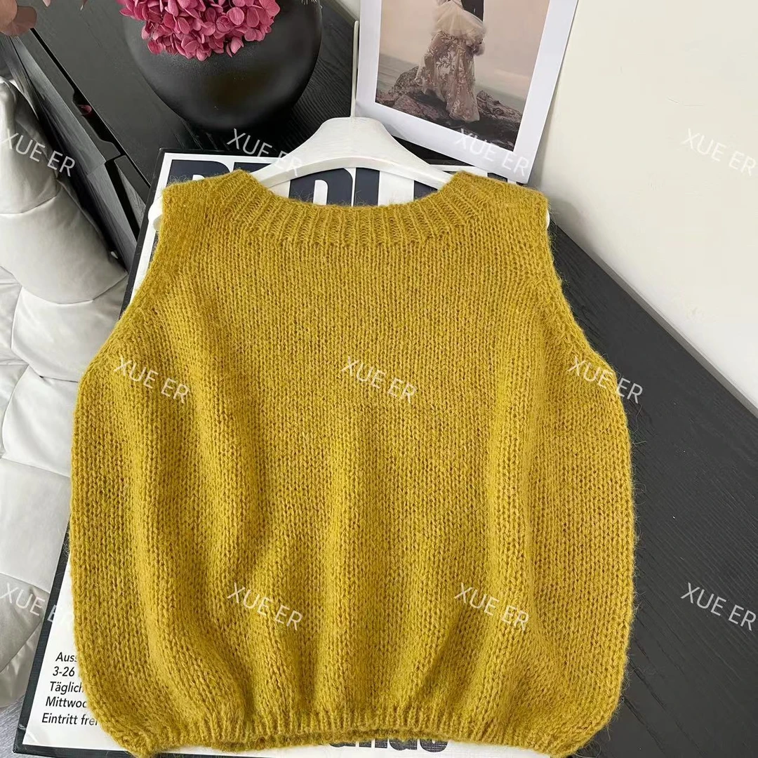 雪儿 X763慵懒感一字圆领无袖针织背心叠穿马甲