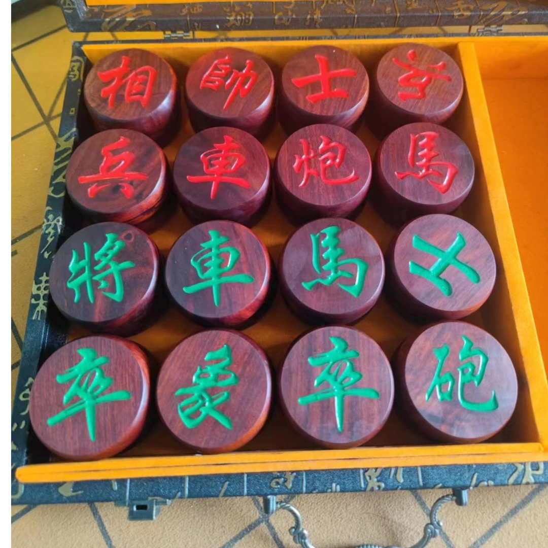 【血檀】非洲小叶紫檀木送礼套装整套红木象棋