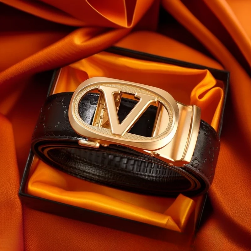 男士自动扣高档V字韩版真牛皮皮带ol