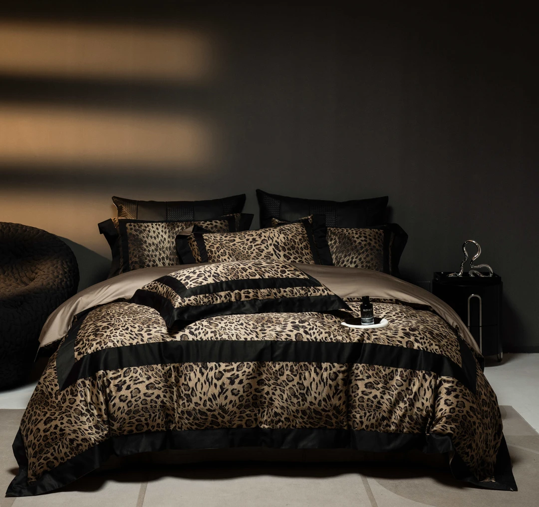 【寐野】100（50s*2）全棉埃及棉豹纹高端四件套床上用品