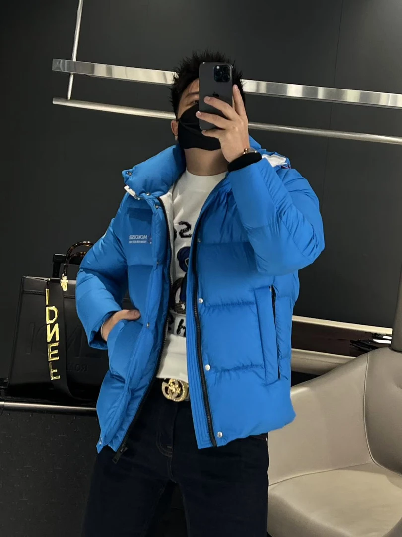 【马哥严选】冬季潮牌拼色百搭连帽羽绒服男士潮流休闲简约加厚外套