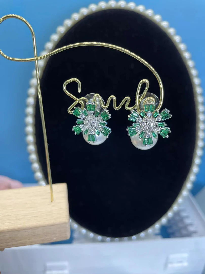 铜合金合成锆石耳饰 G1535 外贸高品轻奢耳环